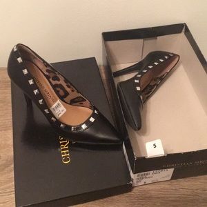 Christian Siriano Black with Silver Studs Heel